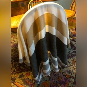 Apt. 9 Striped Poncho, Black, Tan and White - One Size